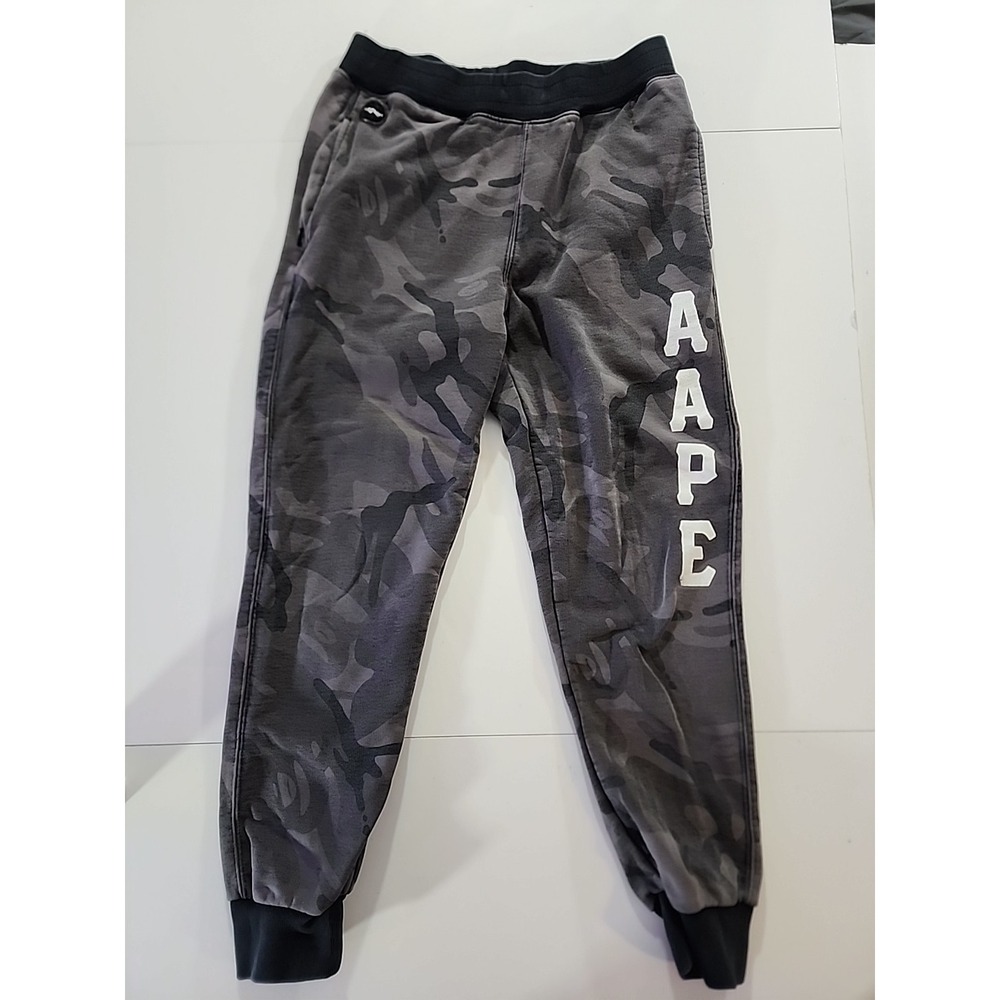 AAPE X A Bathing Ape Sweatpants‎ Men's Size Small Black/Camouflage Joggers